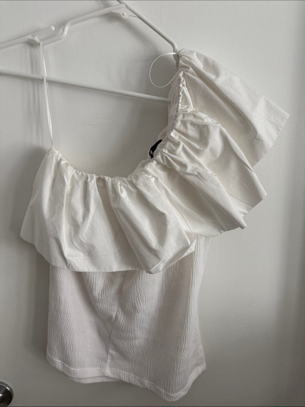 White Ruffle One-Shoulder Top - Picture 3 of 4